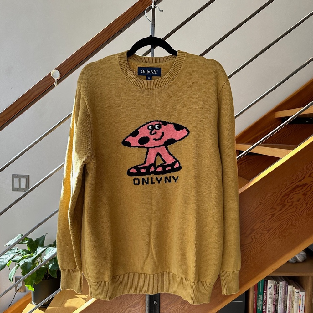 Only NY Smiley Mushroom Knit Sweater – Size Medium